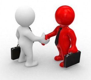 Red and White Guy Shanking Hands